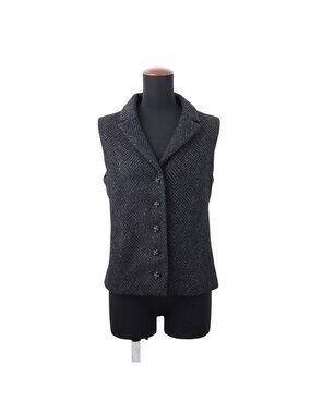 Chanel Vest Tweed CC Logo 38 Black